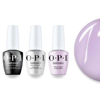 OPI Intelli-Gel Combo - Super Base Coat, Super Gloss Top Coat & F83 Polly Want A Lacquer