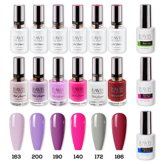  LAVIS Gel & Matching Lacquer Starter Kit G7: 163, 200, 190, 140, 172, 186, Base,Top & Bond Primer by LAVIS NAILS sold by DTK Nail Supply