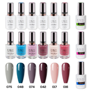  LAVIS Gel & Matching Lacquer Starter Kit G9: 075, 048, 074, 042, 017, 016, Base,Top & Bond Primer by LAVIS NAILS sold by DTK Nail Supply