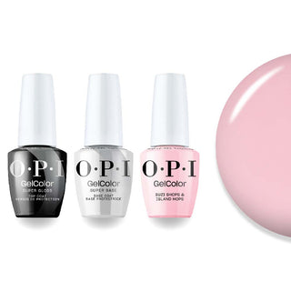 OPI Intelli-Gel Combo - Super Base Coat, Super Gloss Top Coat & H71 Suzi Shops & Island Hops