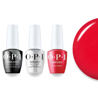OPI Intelli-Gel Combo - Super Base Coat, Super Gloss Top Coat & L64 Cajun Shrimp
