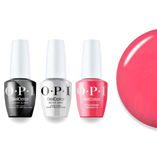 OPI Intelli-Gel Combo - Super Base Coat, Super Gloss Top Coat & M23 Strawberry Margarita_