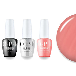 OPI Intelli-Gel Combo - Super Base Coat, Super Gloss Top Coat & N57 Got Myself into a Jam-balaya