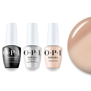 OPI Intelli-Gel Combo - Super Base Coat, Super Gloss Top Coat & P61 Samoan Sand
