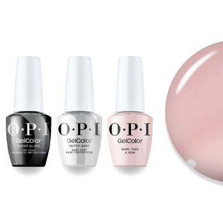 OPI Intelli-Gel Combo - Super Base Coat, Super Gloss Top Coat & SH1 Baby, Take a Vow