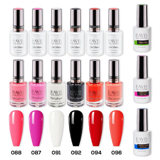  LAVIS Gel & Matching Lacquer Starter Summer Set G2: 088, 087, 091, 092, 094, 096, Base,Top & Bond Primer by LAVIS NAILS sold by DTK Nail Supply