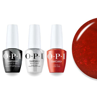 OPI Intelli-Gel Combo - Super Base Coat, Super Gloss Top Coat & V30 Gimme a Lido Kiss