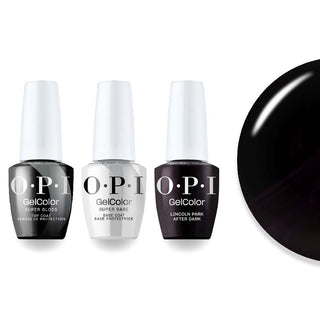 OPI Intelli-Gel Combo - Super Base Coat, Super Gloss Top Coat & W42 Lincoln Park After Dark