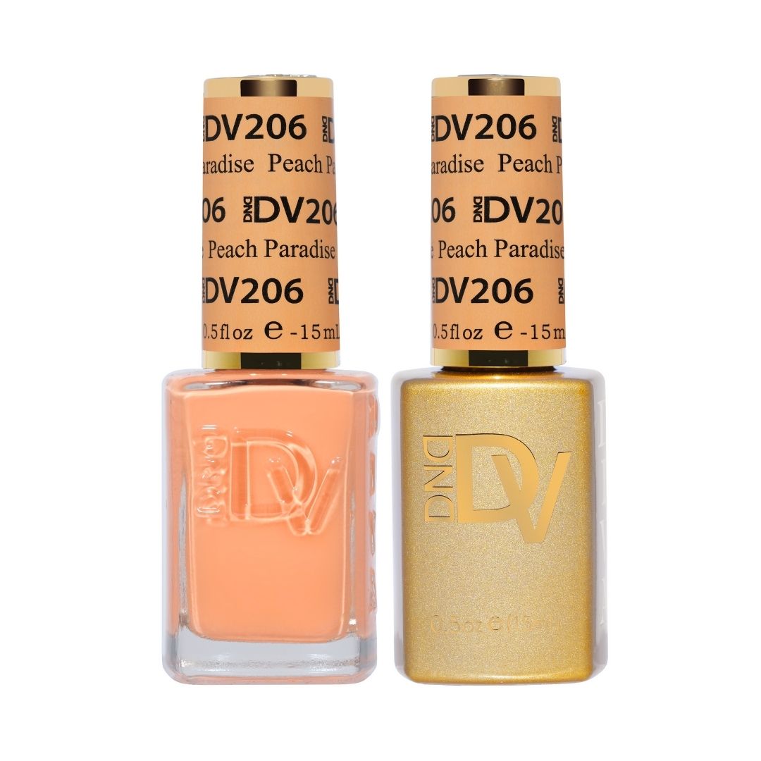 DND DV 206 Peach Paradise - DND Diva Gel Polish & Matching Nail Lacquer Duo Set