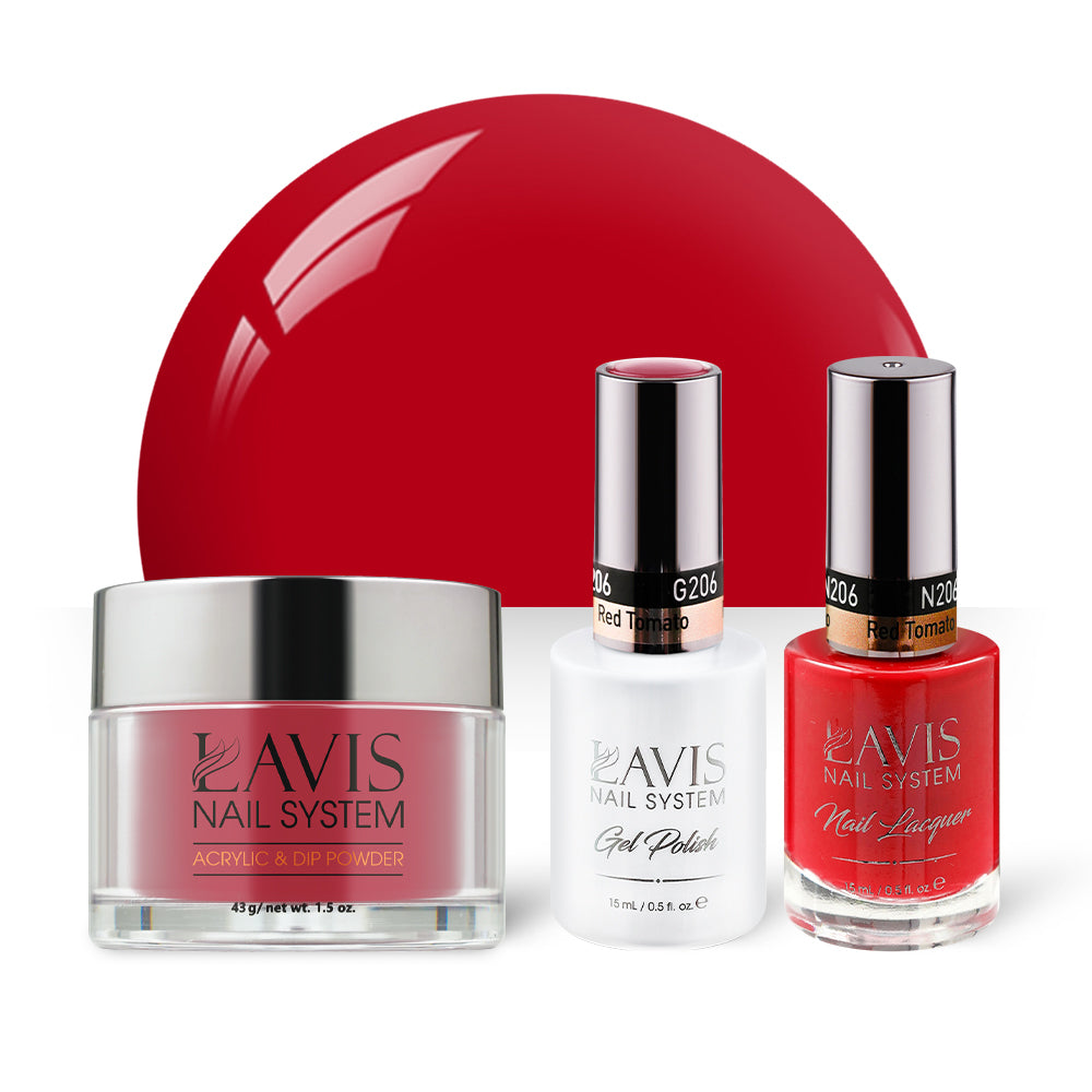 LAVIS 3 in 1 - 206 Red Tomato - Acrylic & Dip Powder, Gel & Lacquer