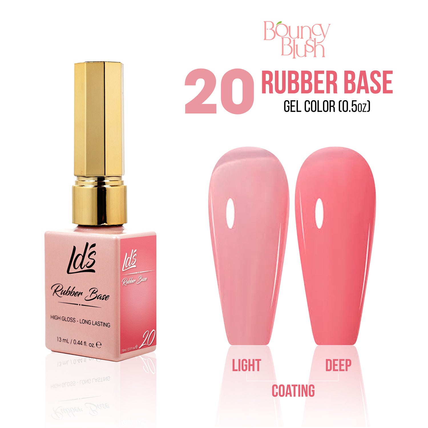 LDS Rubber Base Gel - RB-20 - GEL POLISH 0.5 OZ - Bouncy Blush Collection