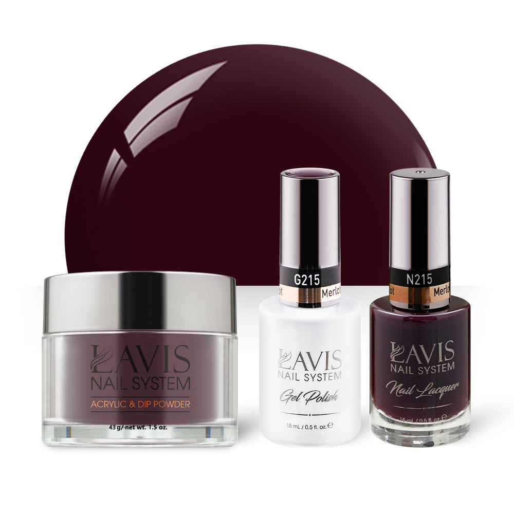 LAVIS 3 in 1 - 215 Merlot - Acrylic & Dip Powder, Gel & Lacquer