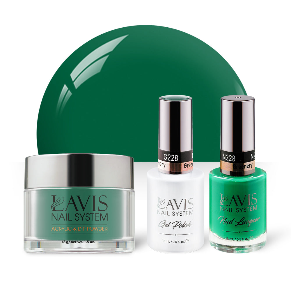 LAVIS 3 in 1 - 228 Greenery - Acrylic & Dip Powder, Gel & Lacquer