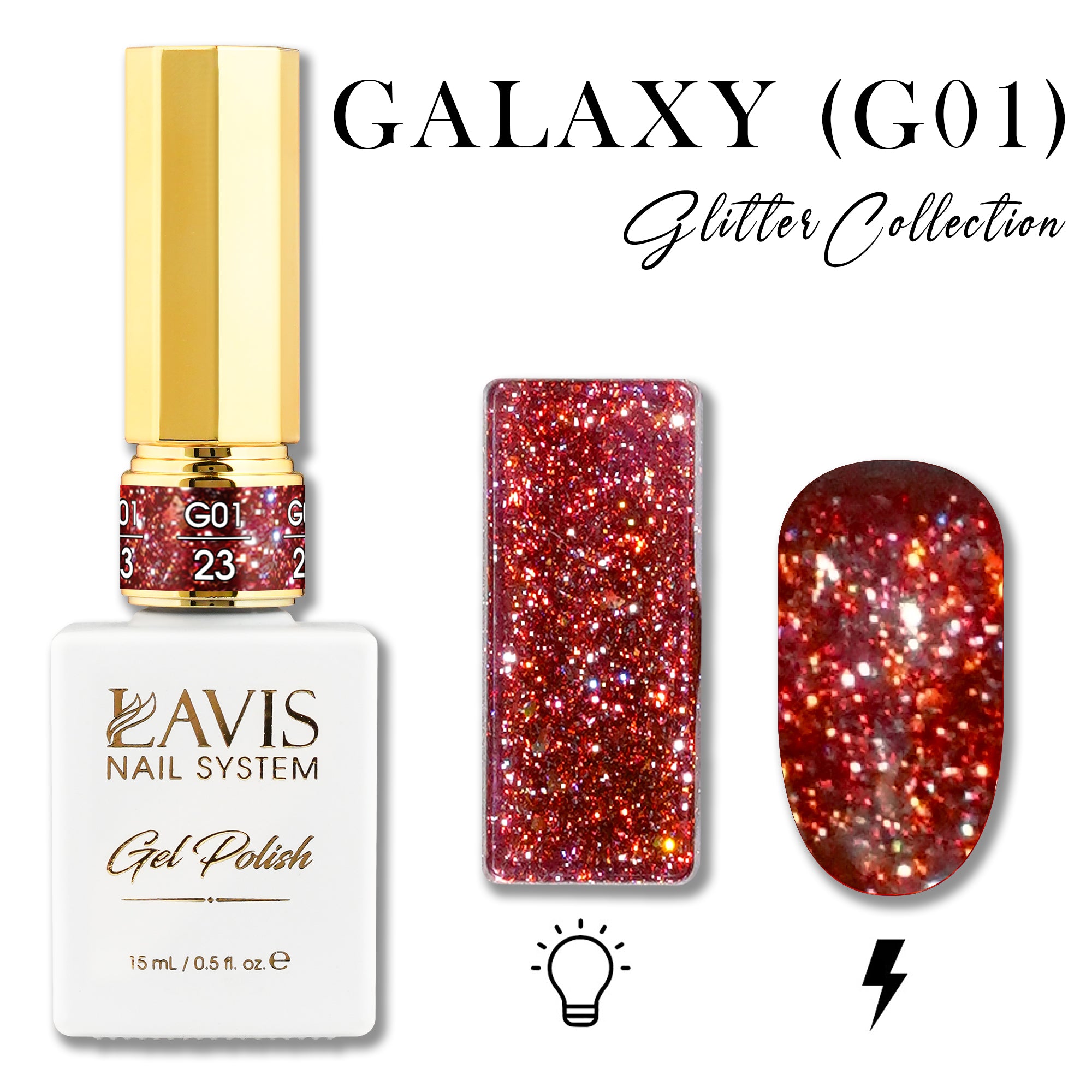 LAVIS Glitter G01 - 23 - Gel Polish 0.5 oz - Galaxy Collection