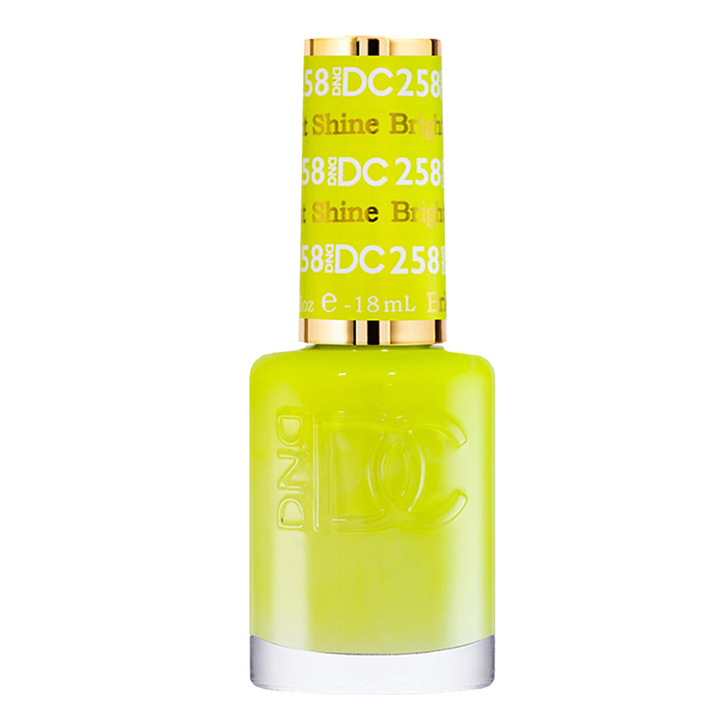 DND DC Gel Nail Polish Duo - 258 Yellow, Neon Colors - Shine Bright