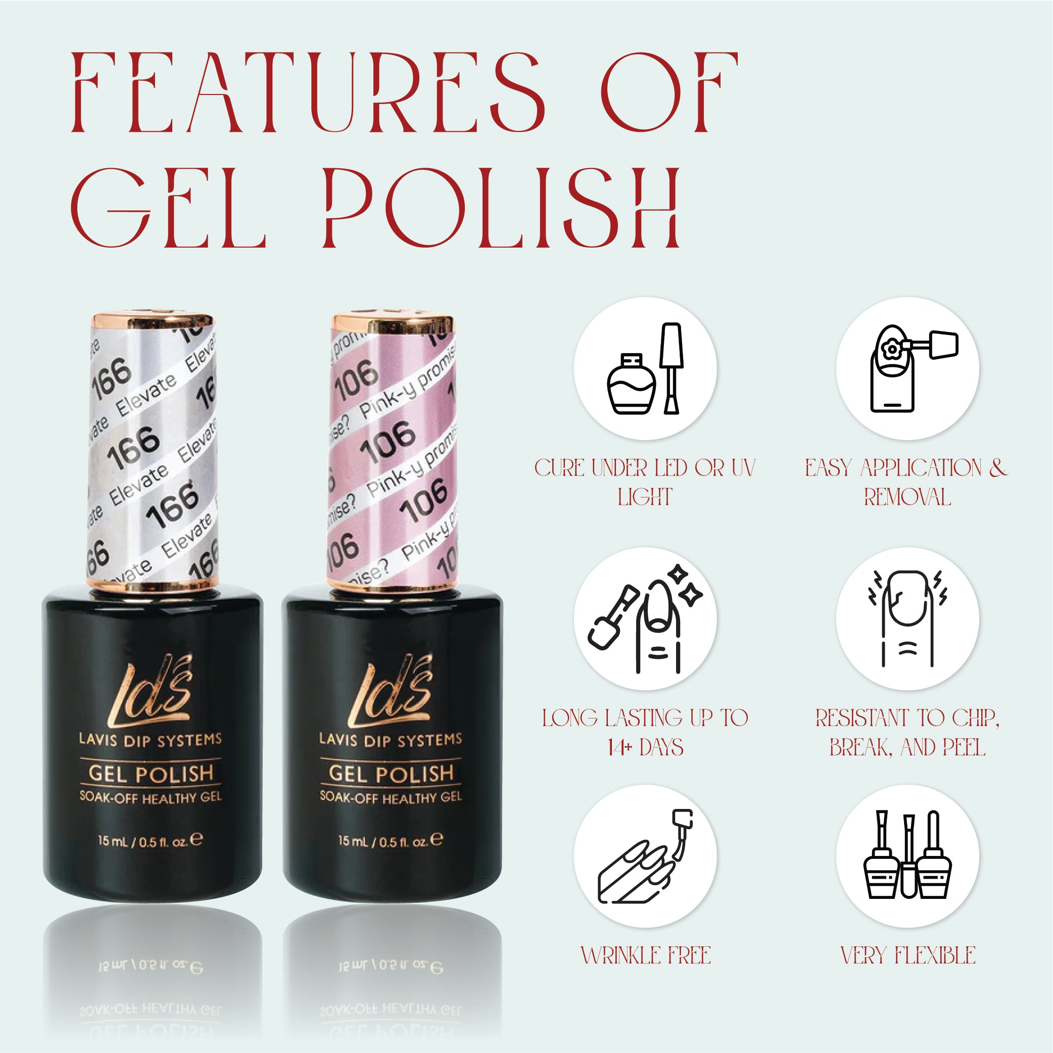 LDS 126 Ruby On My Ring - LDS Healthy Gel Polish & Matching Nail Lacquer Duo Set - 0.5oz