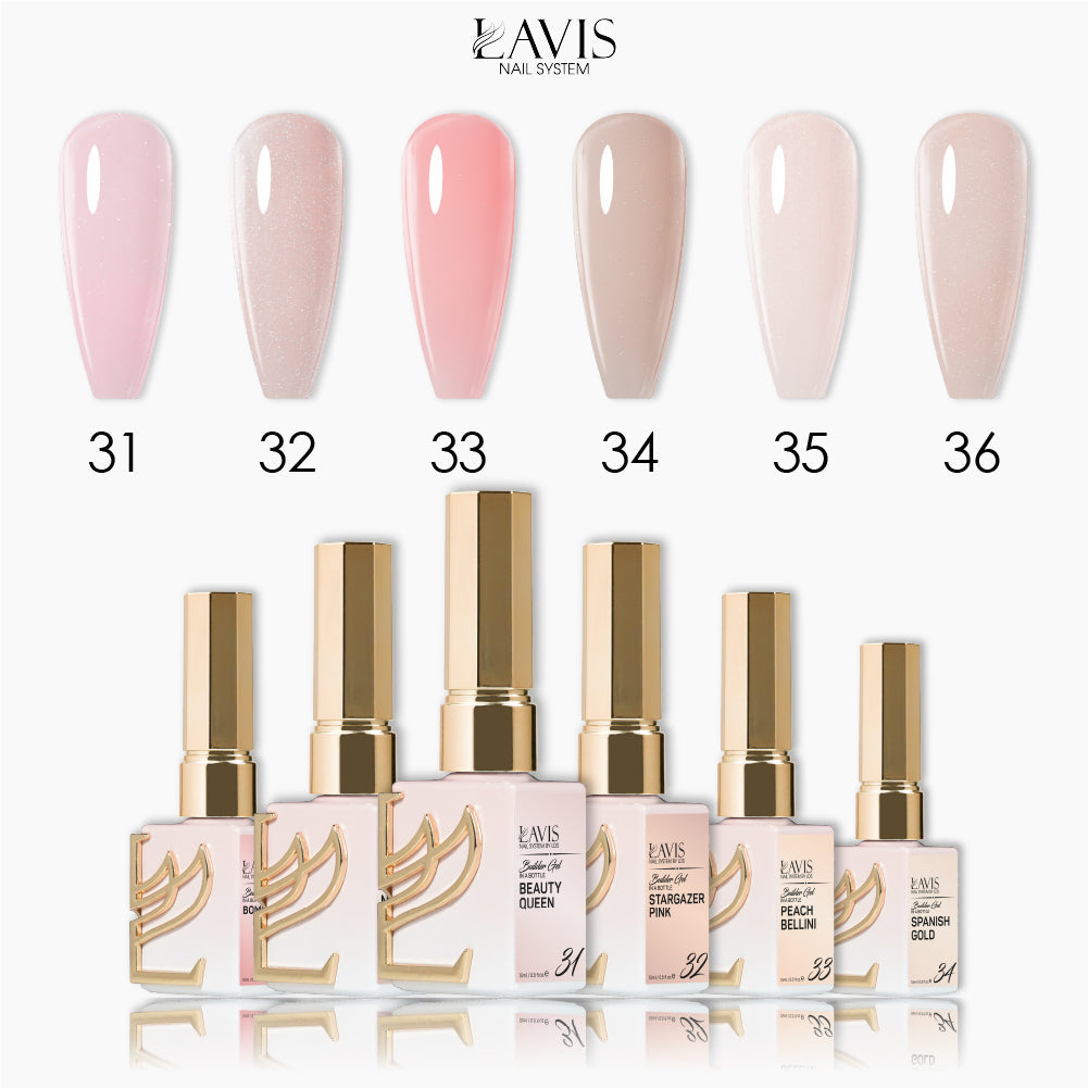 LAVIS Builder Gel In The Bottle - Set 6 Colors (B31 - B36) - Gel Polish 15ml