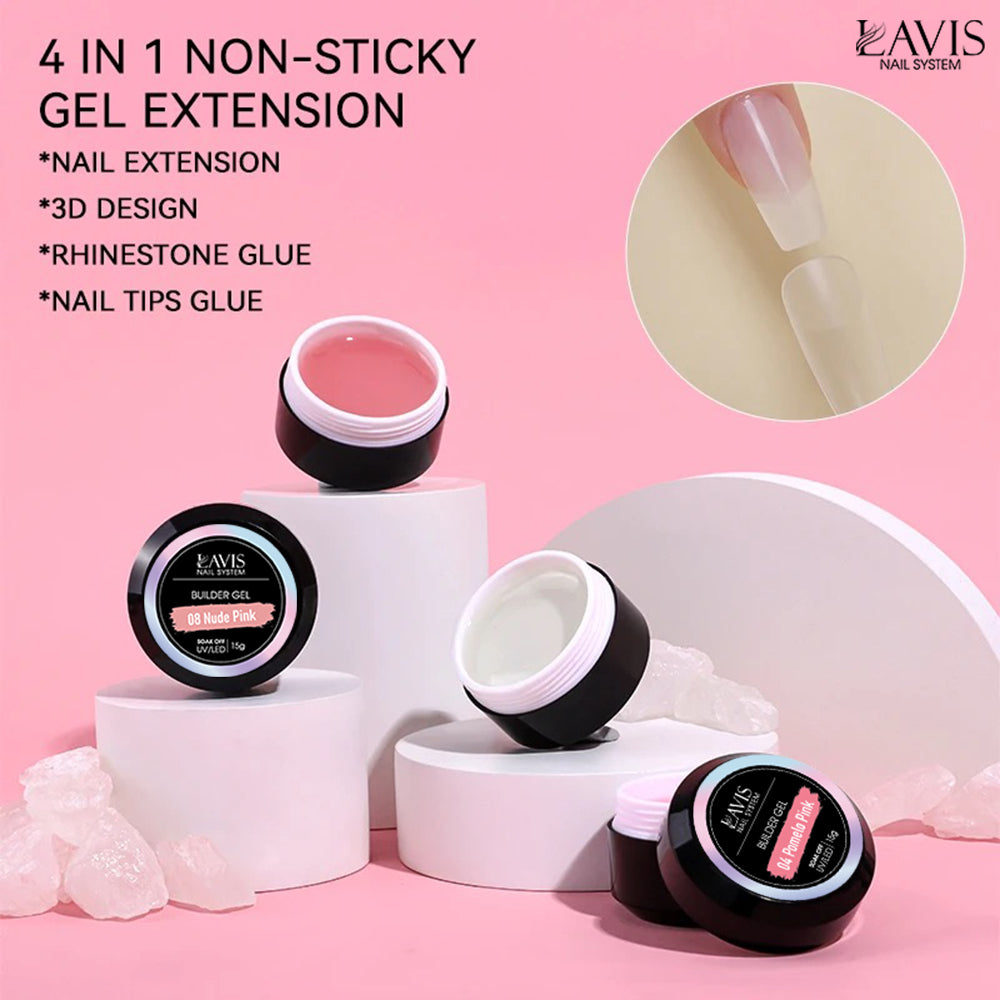 LAVIS J12 - Builder Gel In The Jar 15g - Jelly Pink Non Sticky