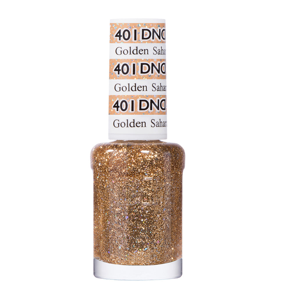 DND Gel Nail Polish Duo - 401 Gold Glitter Colors - Golden Sahara Star