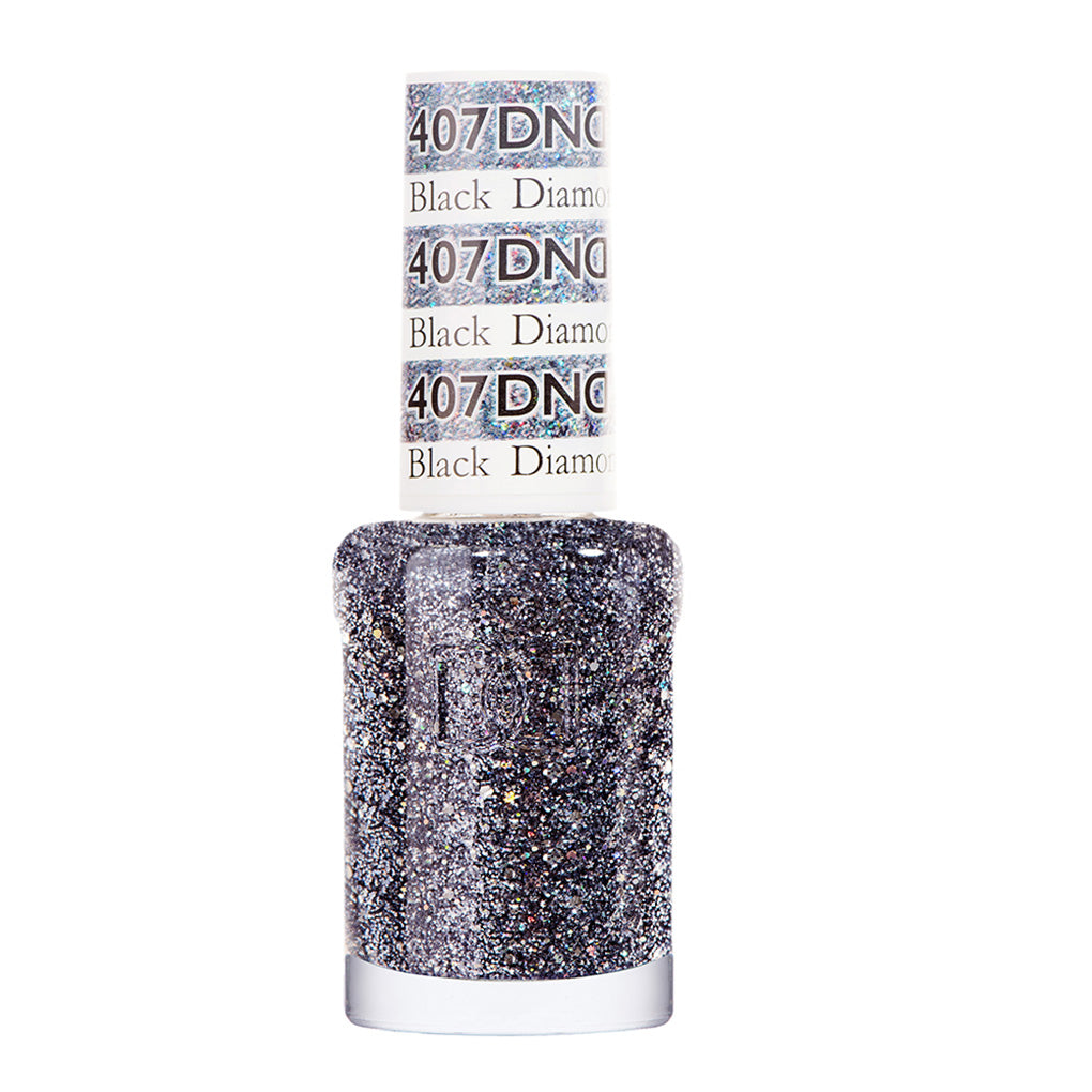 DND Gel Nail Polish Duo - 407 Silver Colors - Black Diamond Star