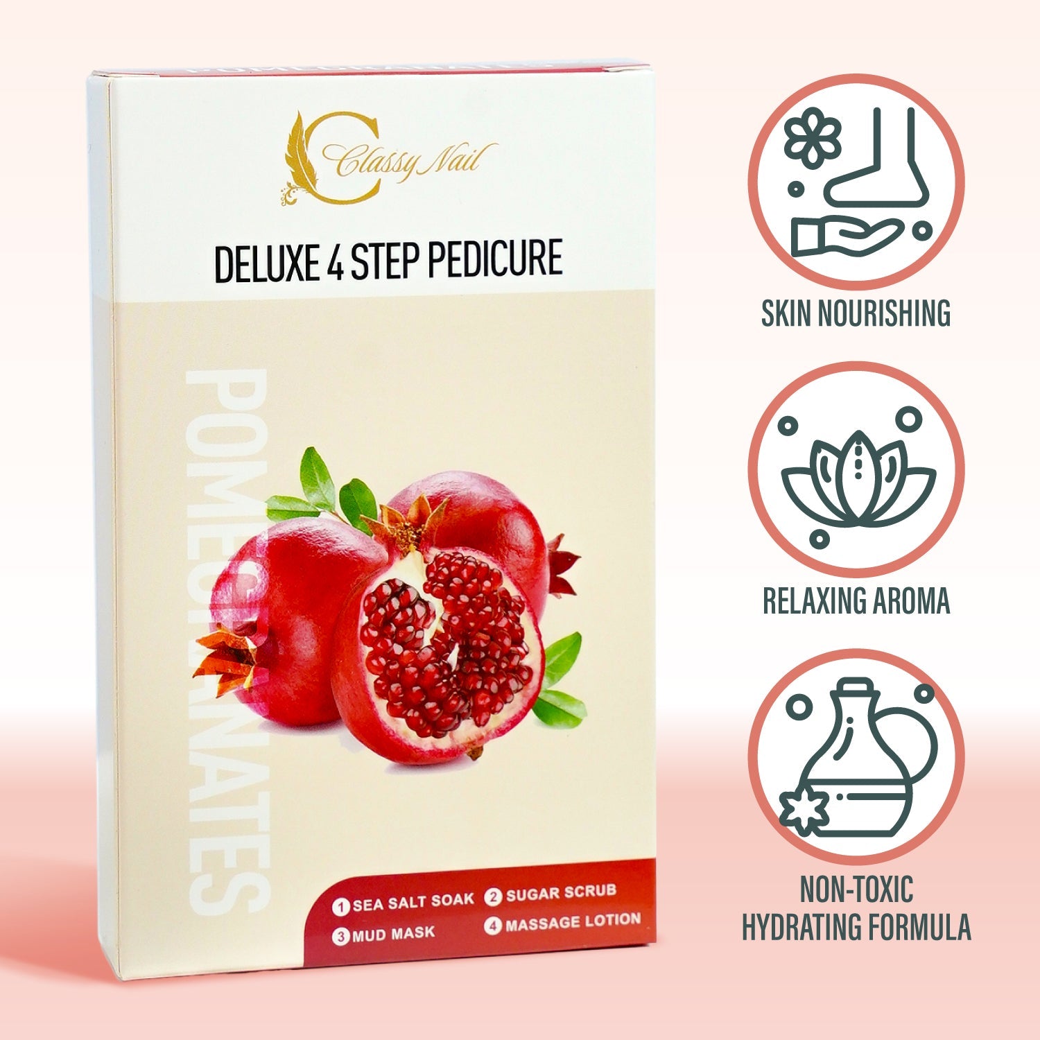 Classy Nail - Deluxe 4 Steps Pedicure x100 Boxes - Pomegranates