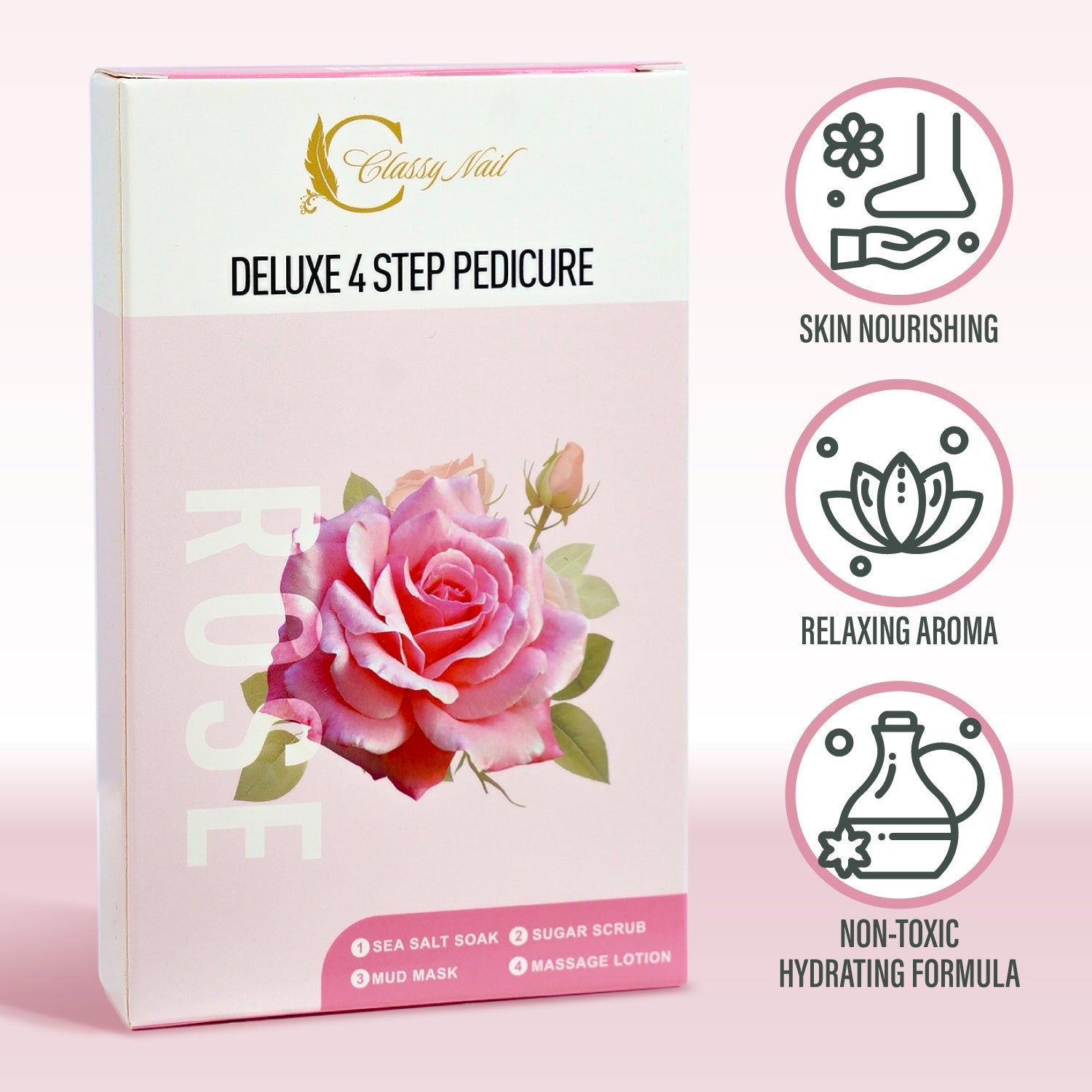 Classy Nail - Deluxe 4 Steps Pedicure - Rose