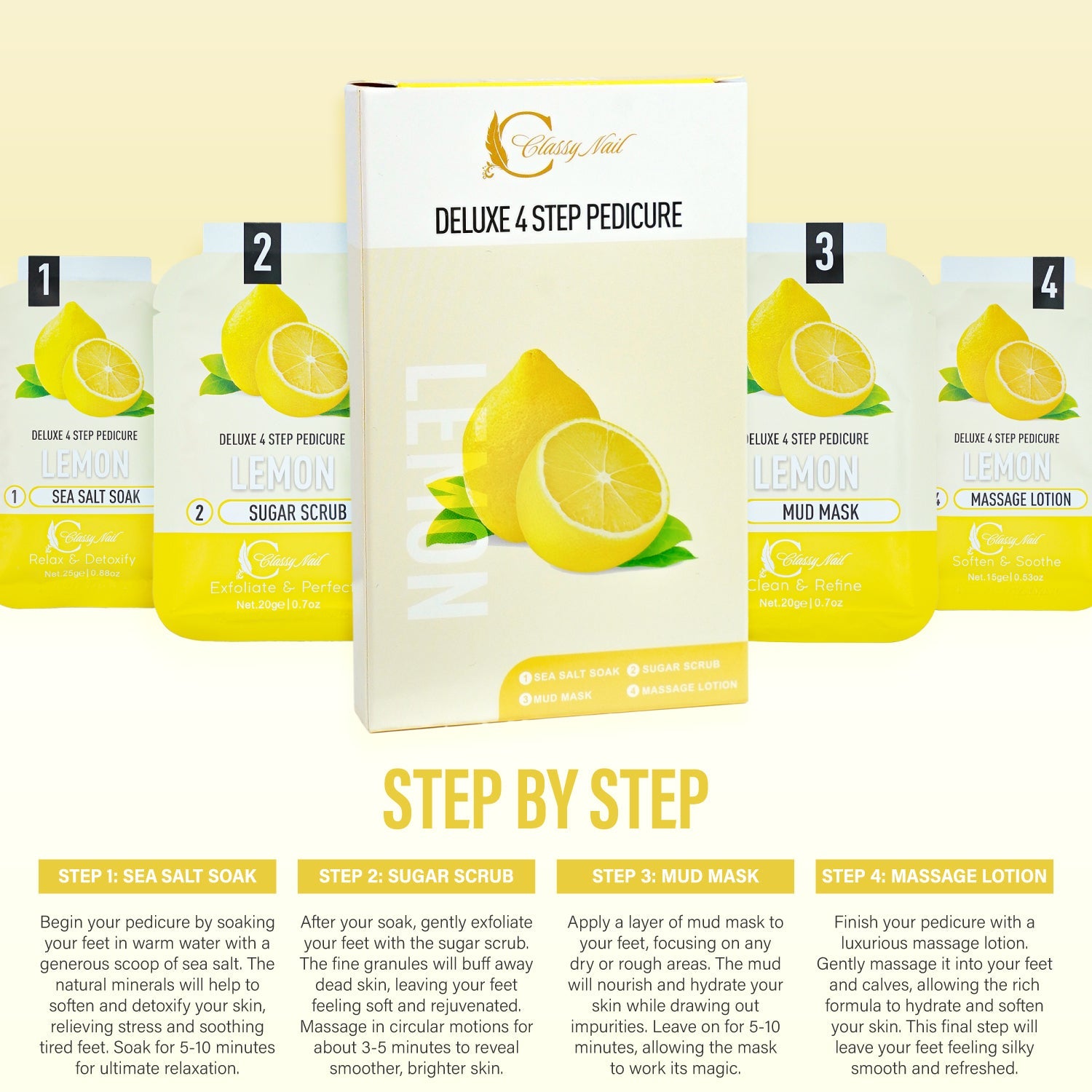 Classy Nail - Deluxe 4 Steps Pedicure - Lemon