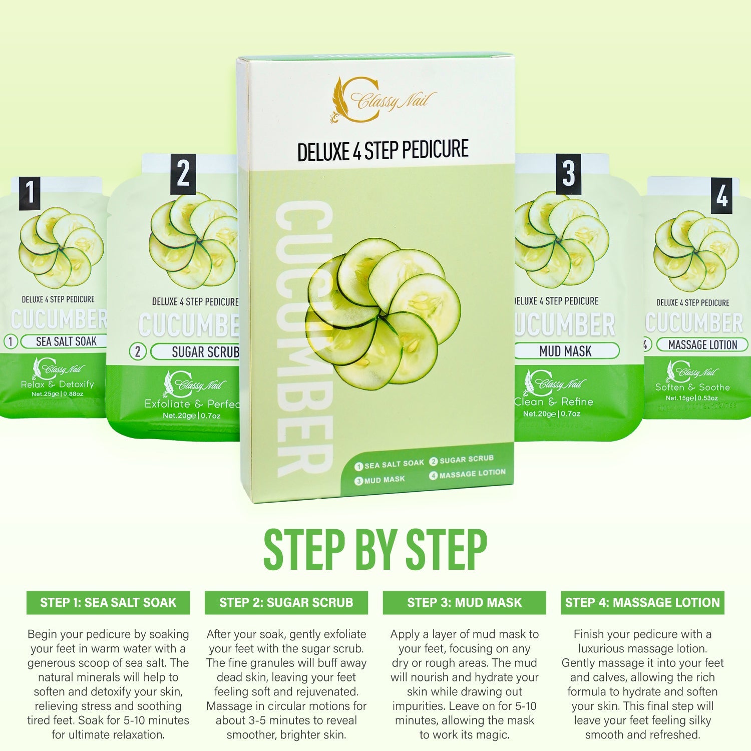 Classy Nail - Deluxe 4 Steps Pedicure - Cucumber