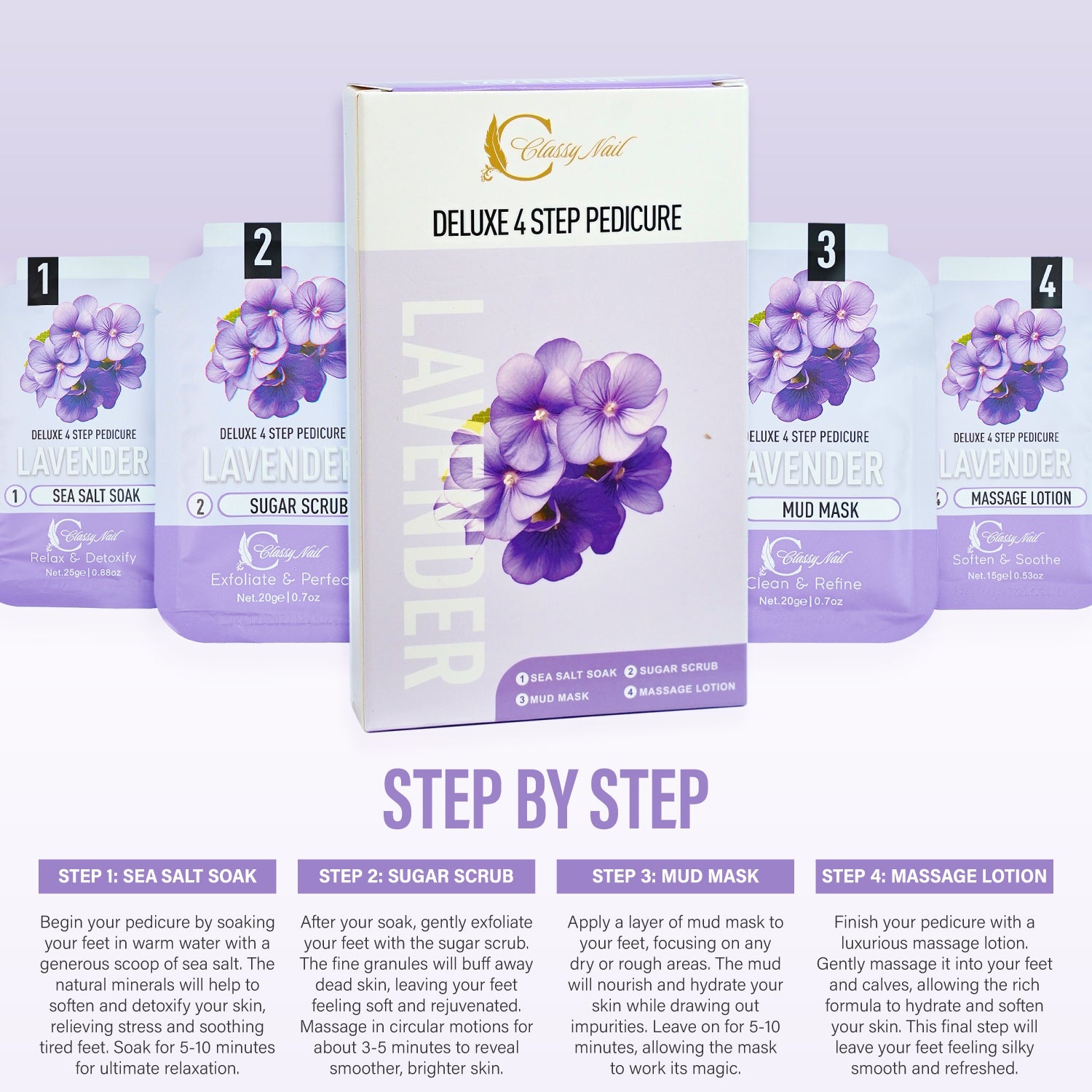 Classy Nail - Deluxe 4 Steps Pedicure - Lavender