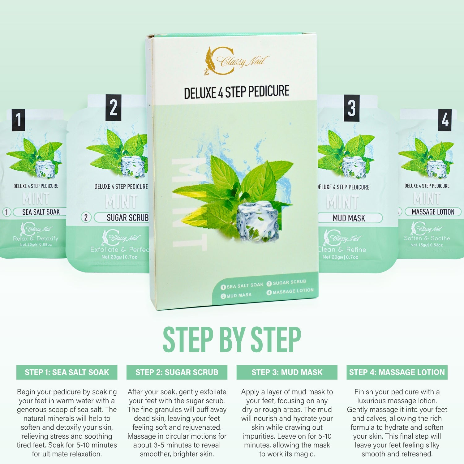 Classy Nail - Deluxe 4 Steps Pedicure - Mint