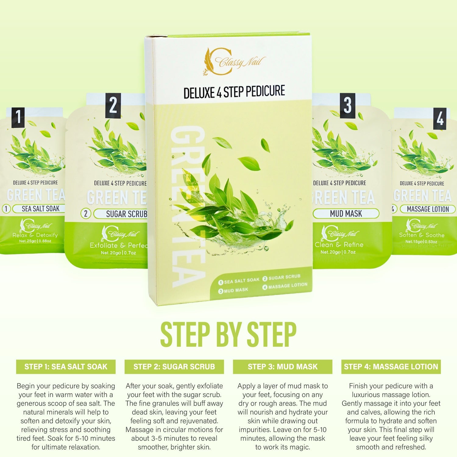 Classy Nail - Deluxe 4 Steps Pedicure - Green Tea