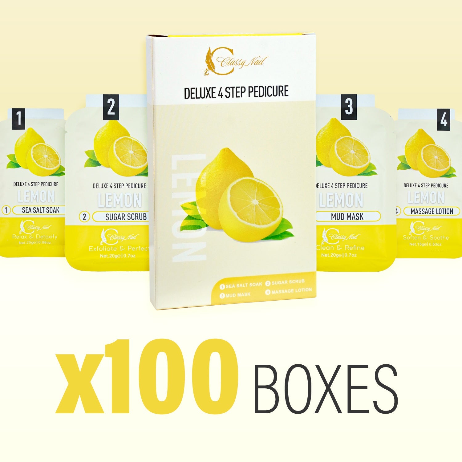 Classy Nail - Deluxe 4 Steps Pedicure x100 Boxes - Lemon