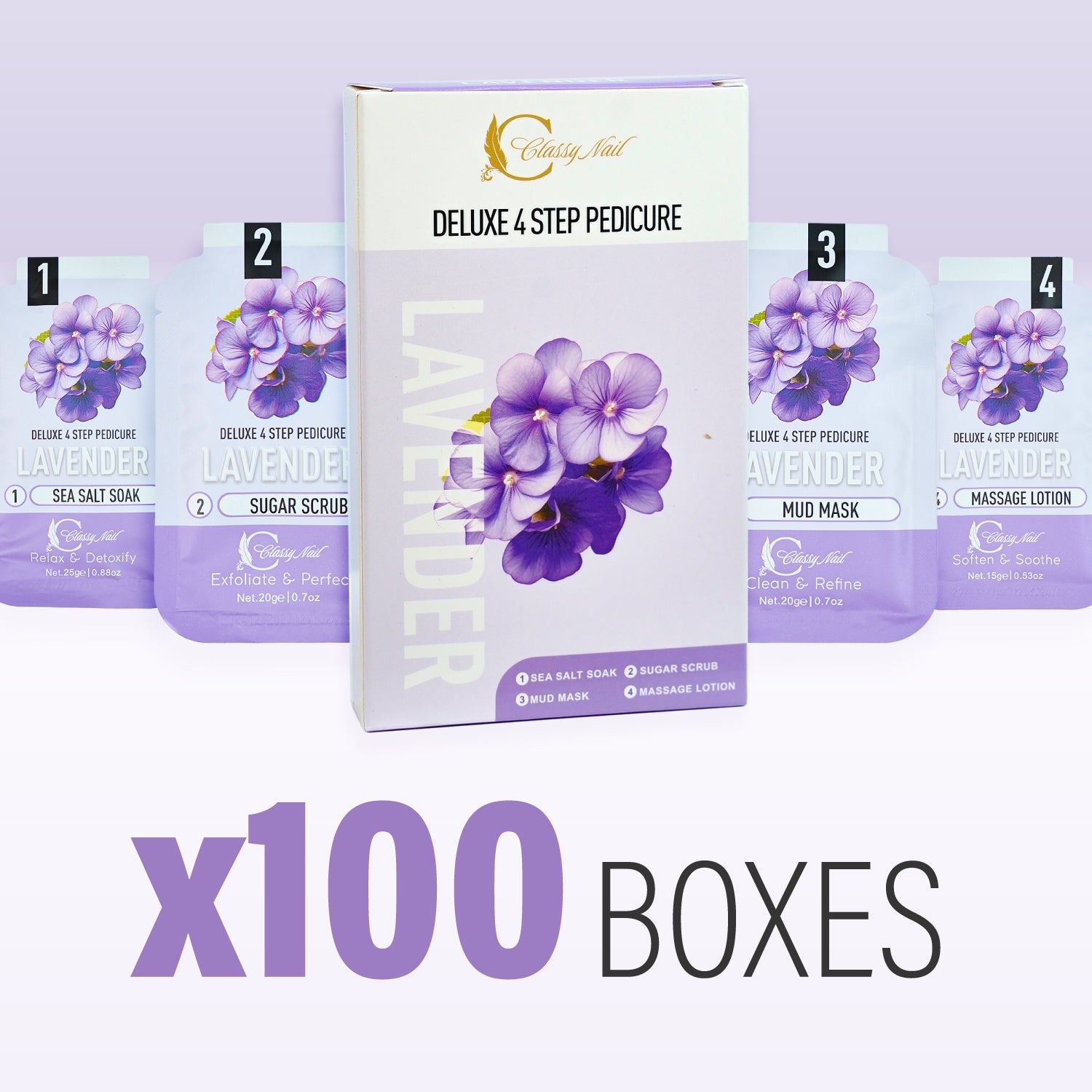 Classy Nail - Deluxe 4 Steps Pedicure x100 Boxes - Lavender