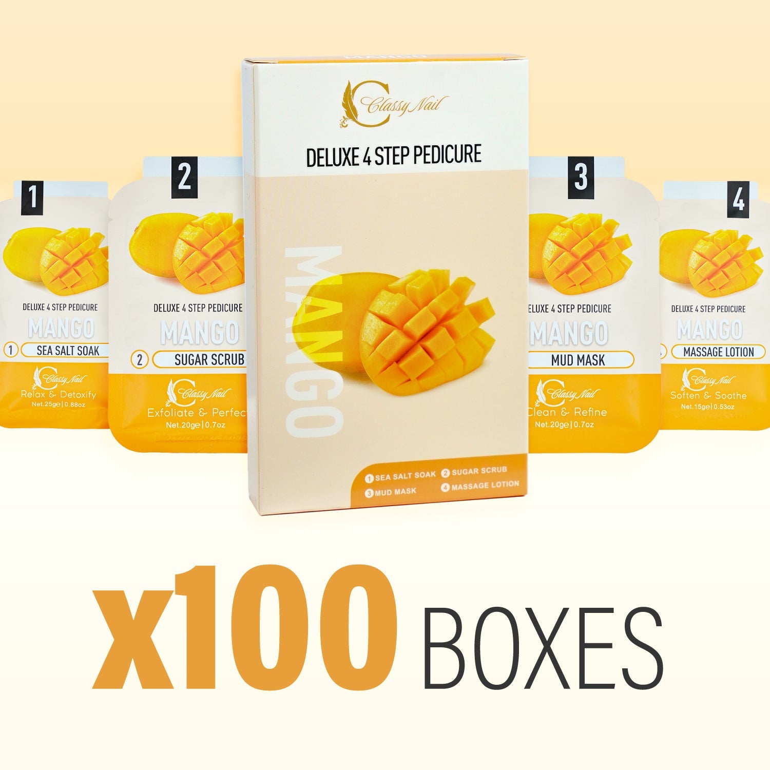 Classy Nail - Deluxe 4 Steps Pedicure x100 Boxes - Mango