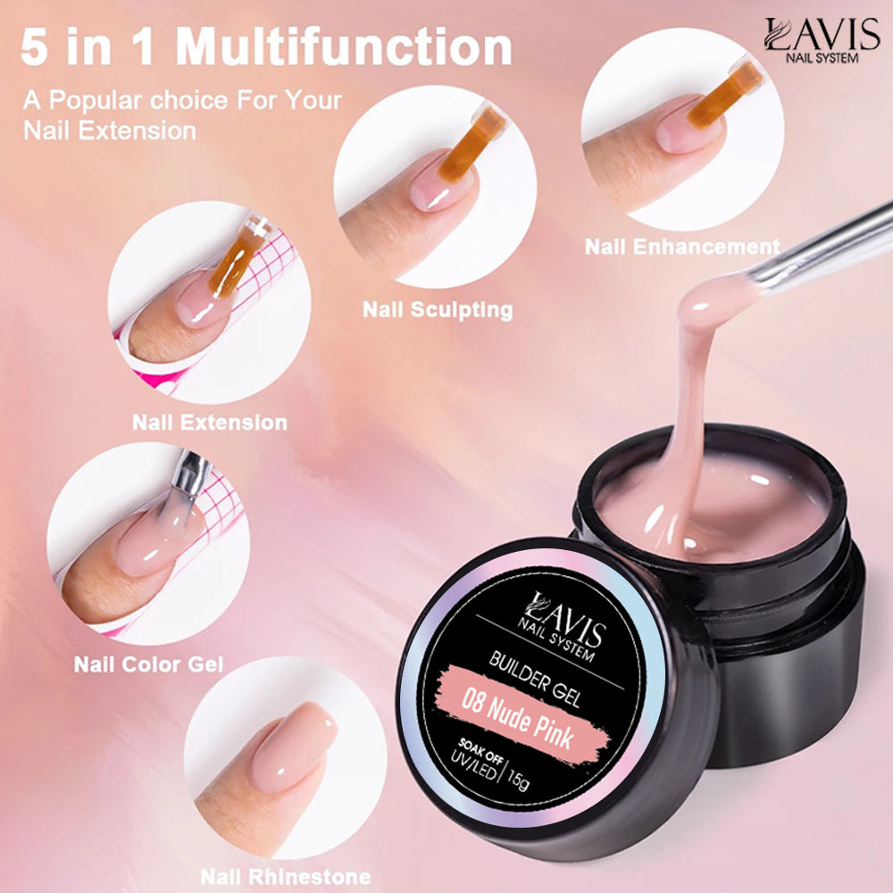 LAVIS J04 - Builder Gel In The Jar 15g - Pomelo Pink