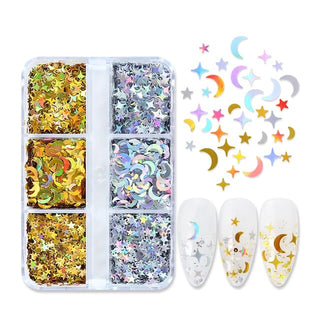6 Grids of Holographic Sequins - #13 Moon Stars