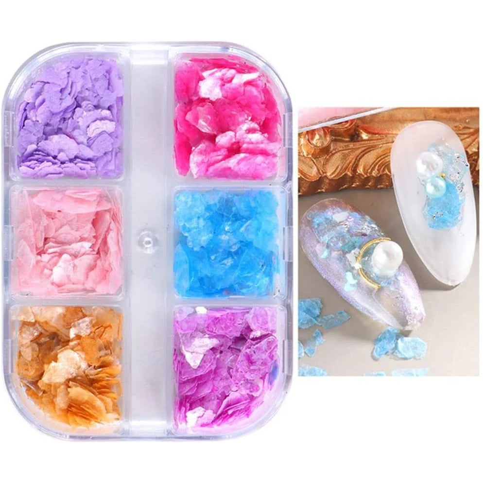 6 Grids Shell Flakes YM-30 Lovey | Nail Art Supplies – ND Nails Supply