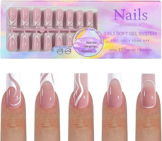 Press On Nails Mix 5 French Style 150pcsbox - S3