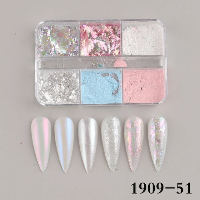 6 Grids of Mixed Nail Art - Chrome & Foil - 1909-51 - #3