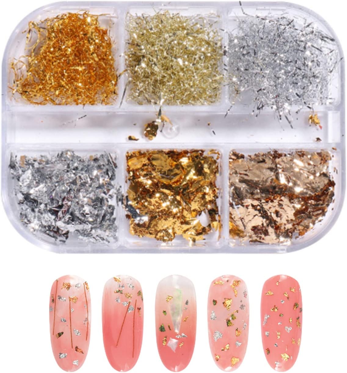 6 Grids of Nail Art Foil - 1909-62 - #1 Mixed Foil Flakes