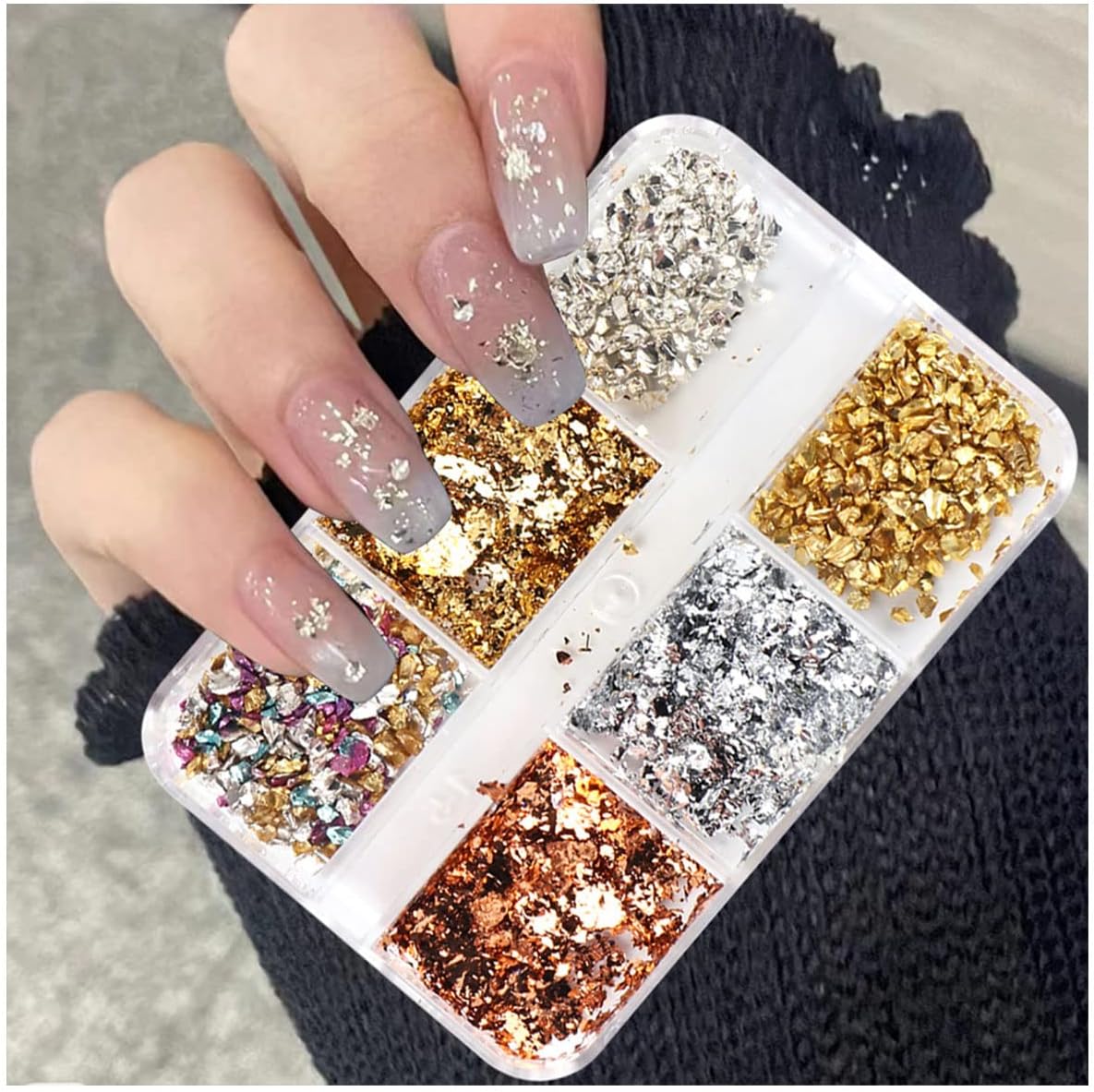 6 Grids of Nail Art Foil - 1909-61 - #2 Mixed Metals