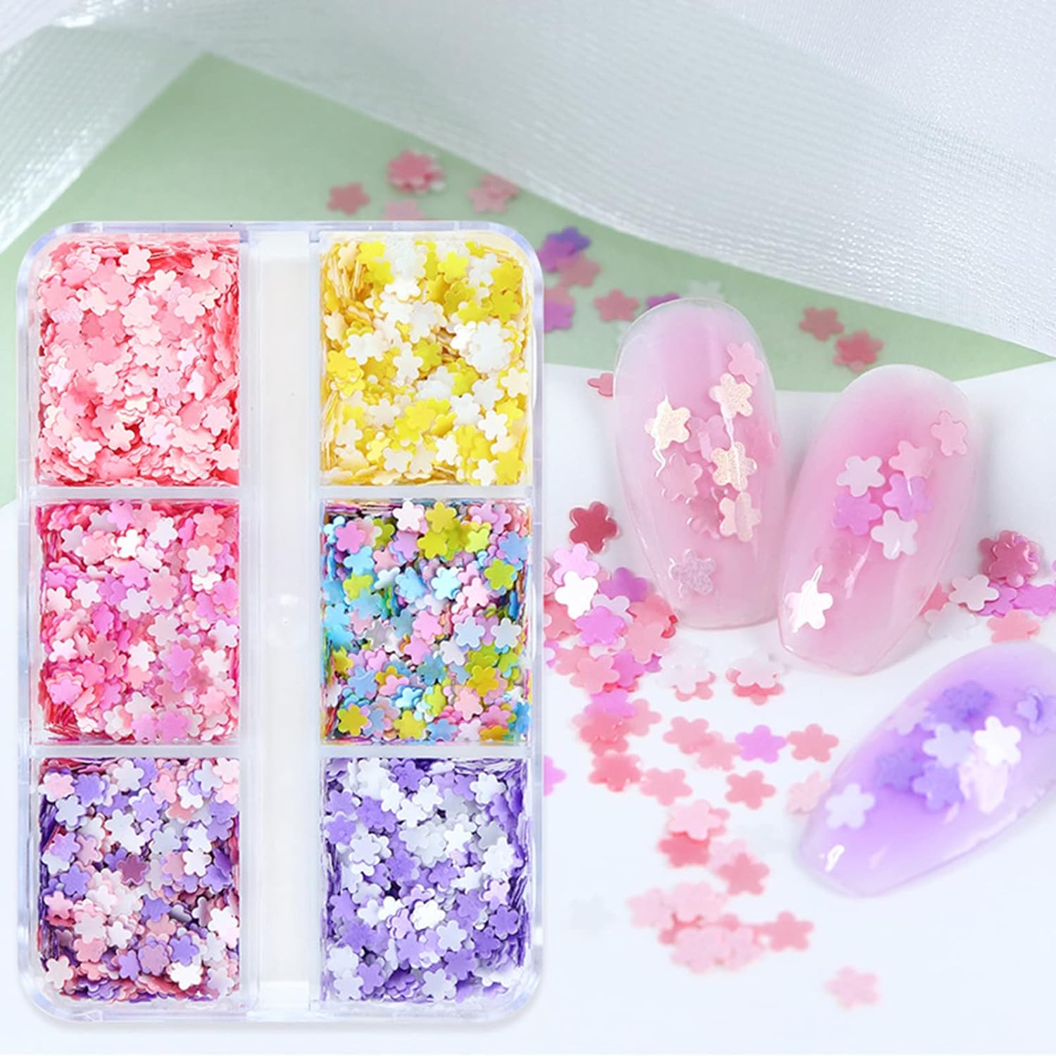 6 Grids of Sequins - #18 Pastel Flowers
