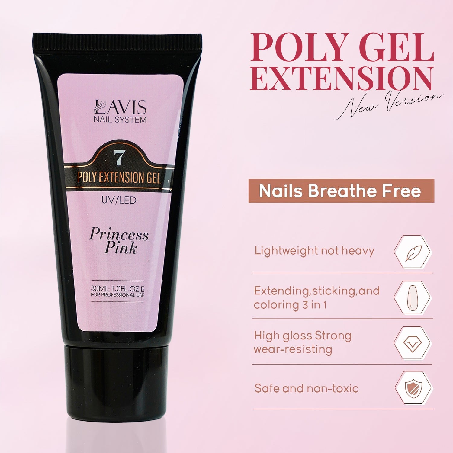 LAVIS 13 Pink Vanilla - New Poly Extension Gel 15 UV/LED 30ml