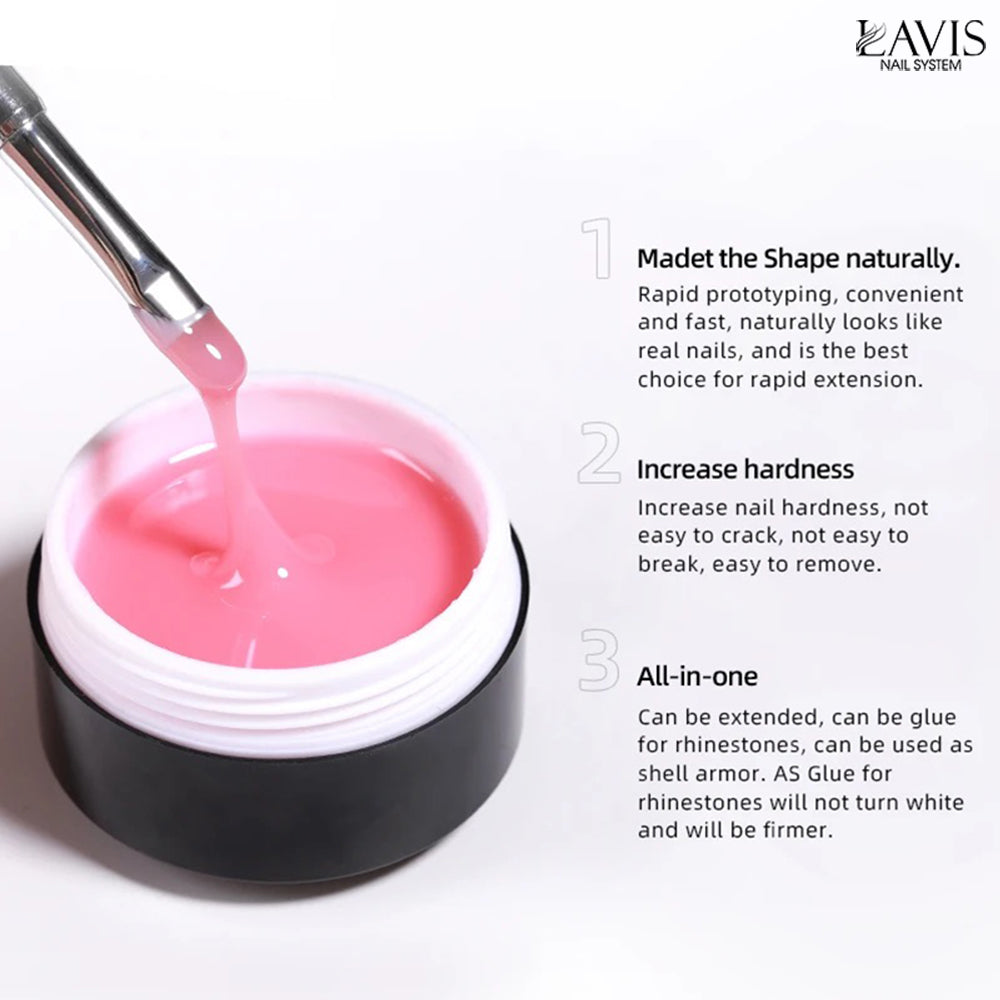 LAVIS J12 - Builder Gel In The Jar 15g - Jelly Pink Non Sticky