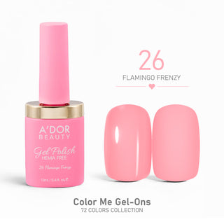A'DOR HEMA-Free Gel Polish - 26 - Flamingo Frenzy - 0.4 oz - Color Me Gel-Ons Collection