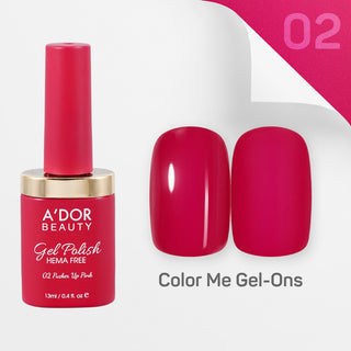 A'DOR HEMA-Free Gel Polish - 02 - Pucker Up Pink - 0.4 oz - Color Me Gel-Ons Collection