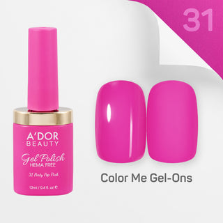 A'DOR HEMA-Free Gel Polish - 31 - Party Pop Pink - 0.4 oz - Color Me Gel-Ons Collection