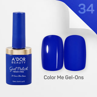 A'DOR HEMA-Free Gel Polish - 34 - Sonic Blue Boom - 0.4 oz - Color Me Gel-Ons Collection