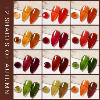 LAVIS Set 12 Colors - Gel Polish 0.5 oz - Amber Jelly Collection