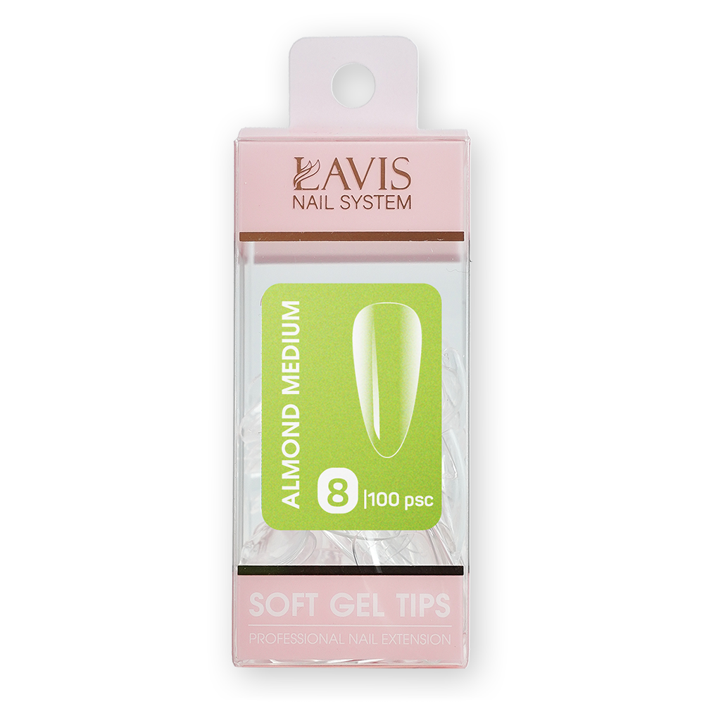 LAVIS Almond Medium - 8 (100 pcs) - Soft Gel Tips